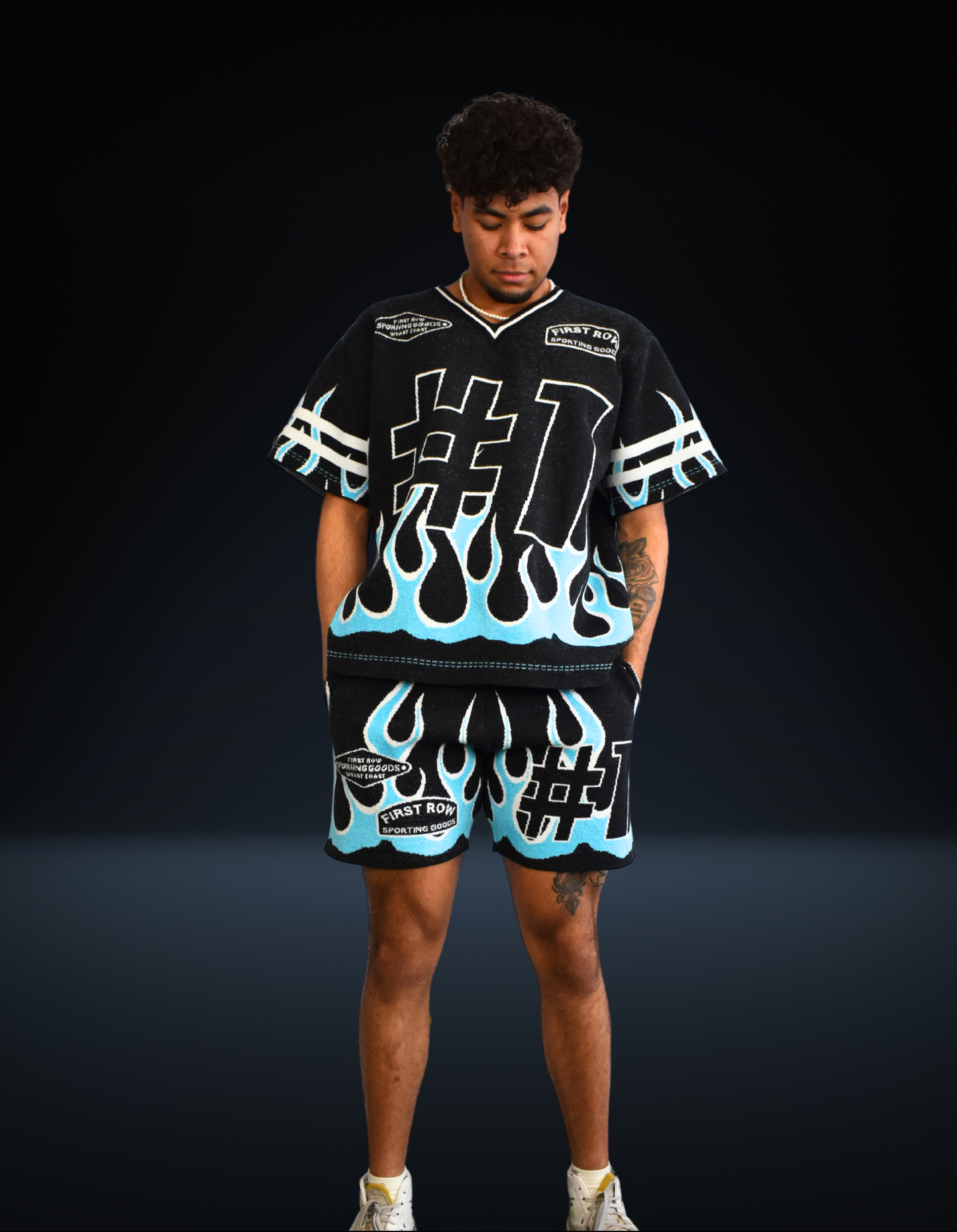 Blue Flame Jacquard knit Shirt