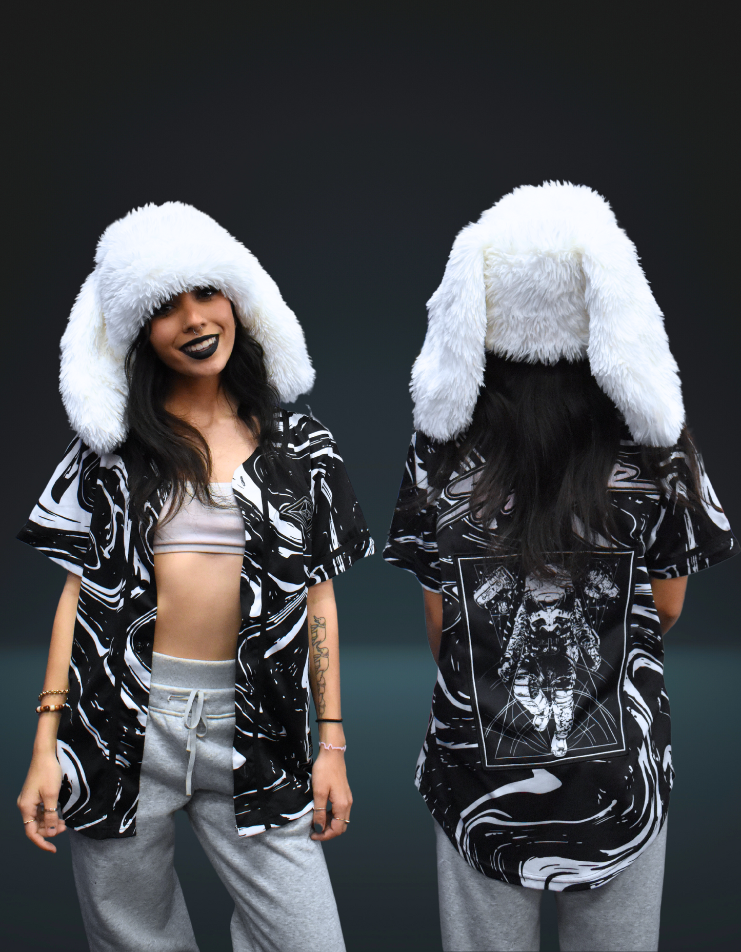 Fuzzy Bunny Hat White