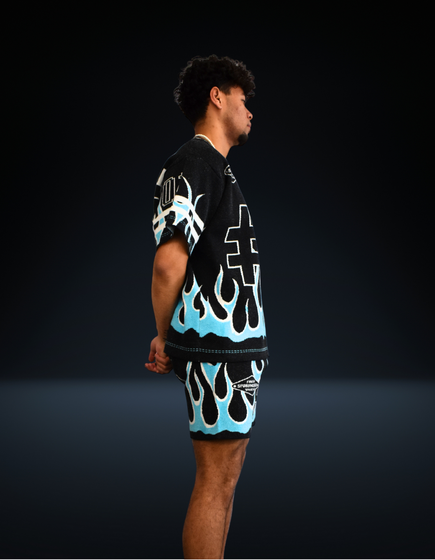 Blue Flame Jacquard knit Shirt