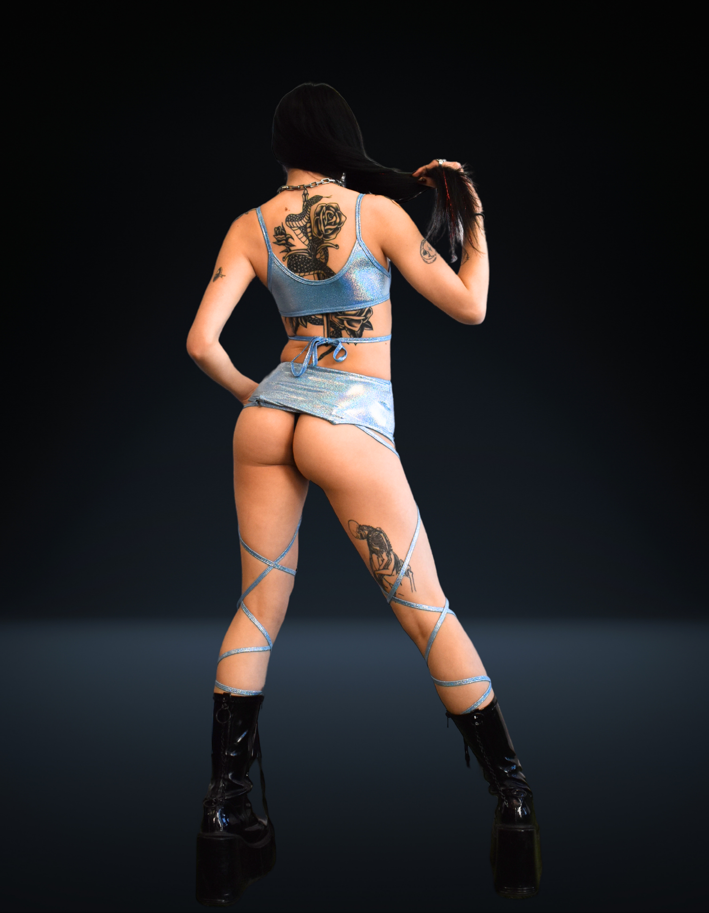 Baby Blue Snake Mini Skirt