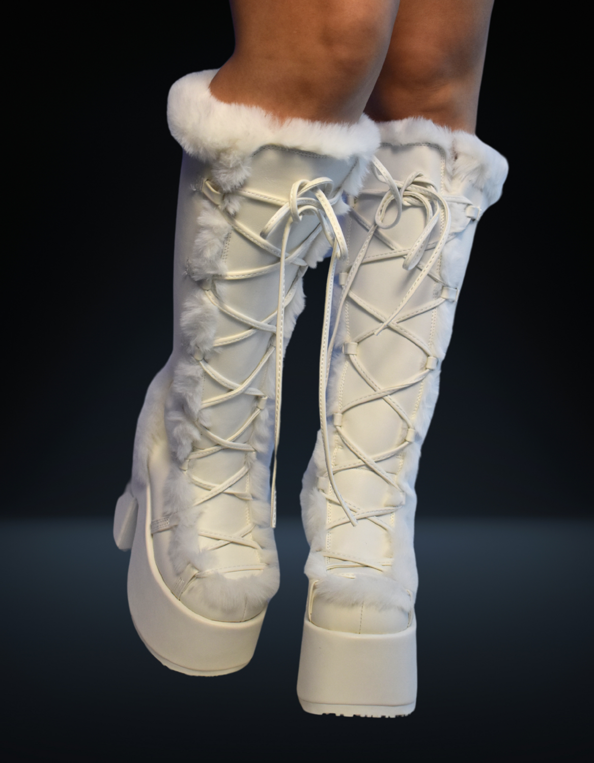Pre-owned Demonia White Platform Knee High Lace Up Boots Burning Man Rave Womans Demonia Wave 200 Black Patent 52453752 Pre-owned Demonia White Platform Knee High Lace Up Boots Burning Man Rave Womans Demonia Wave 200 Black Patent 52453752