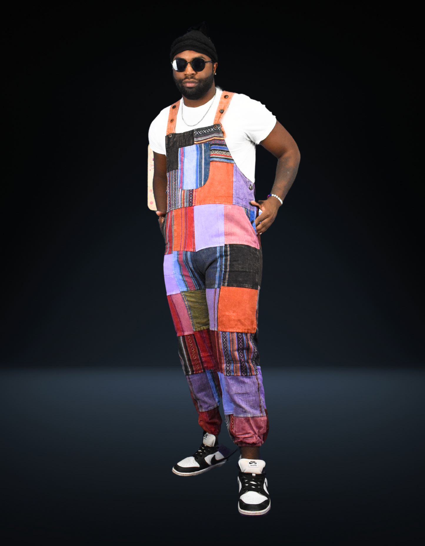 Dark Patchwork Overalls