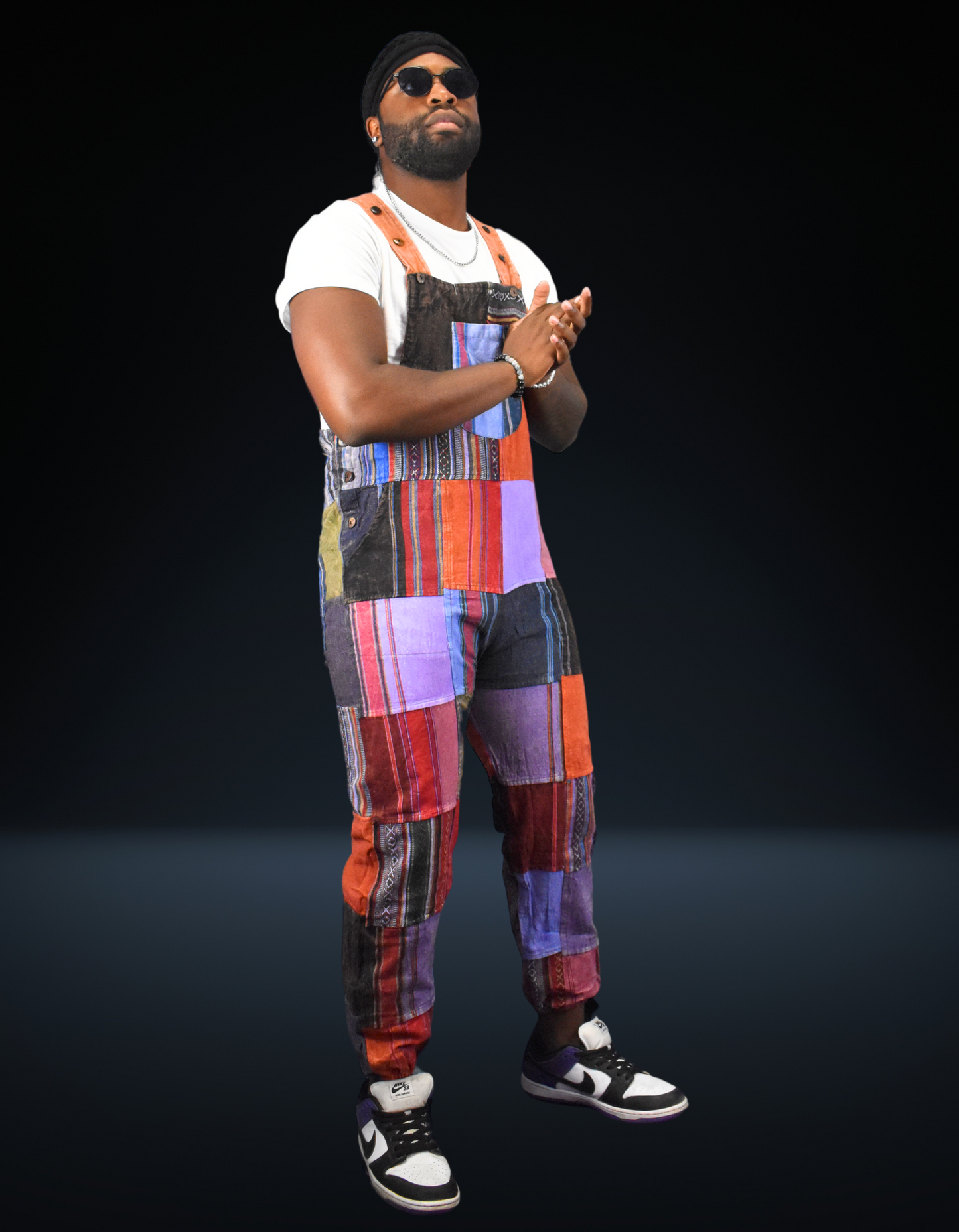 Dark Patchwork Overalls