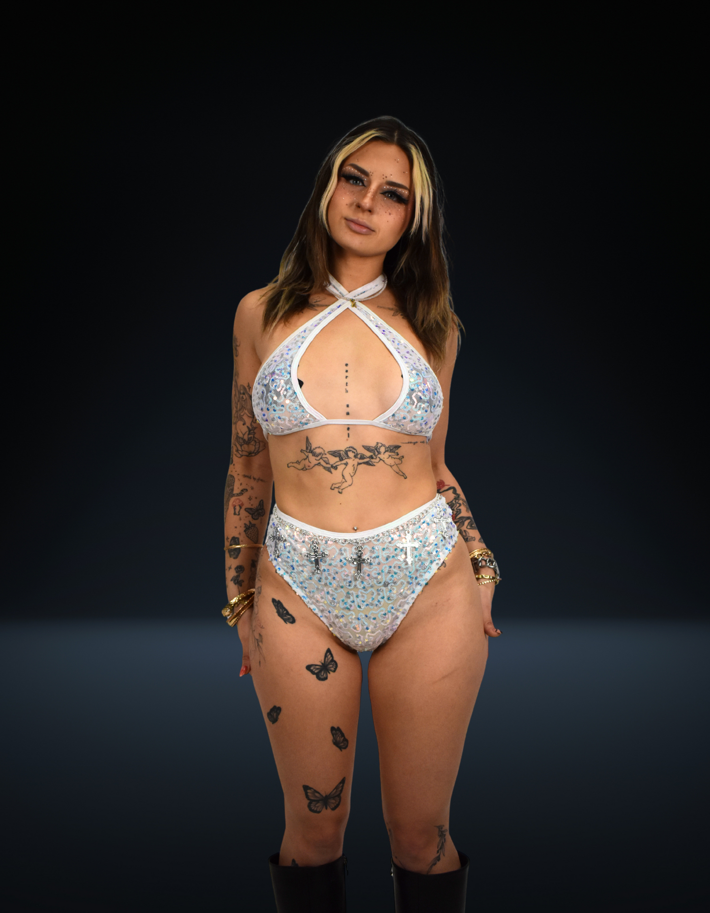 Opal Sequin Cross Top