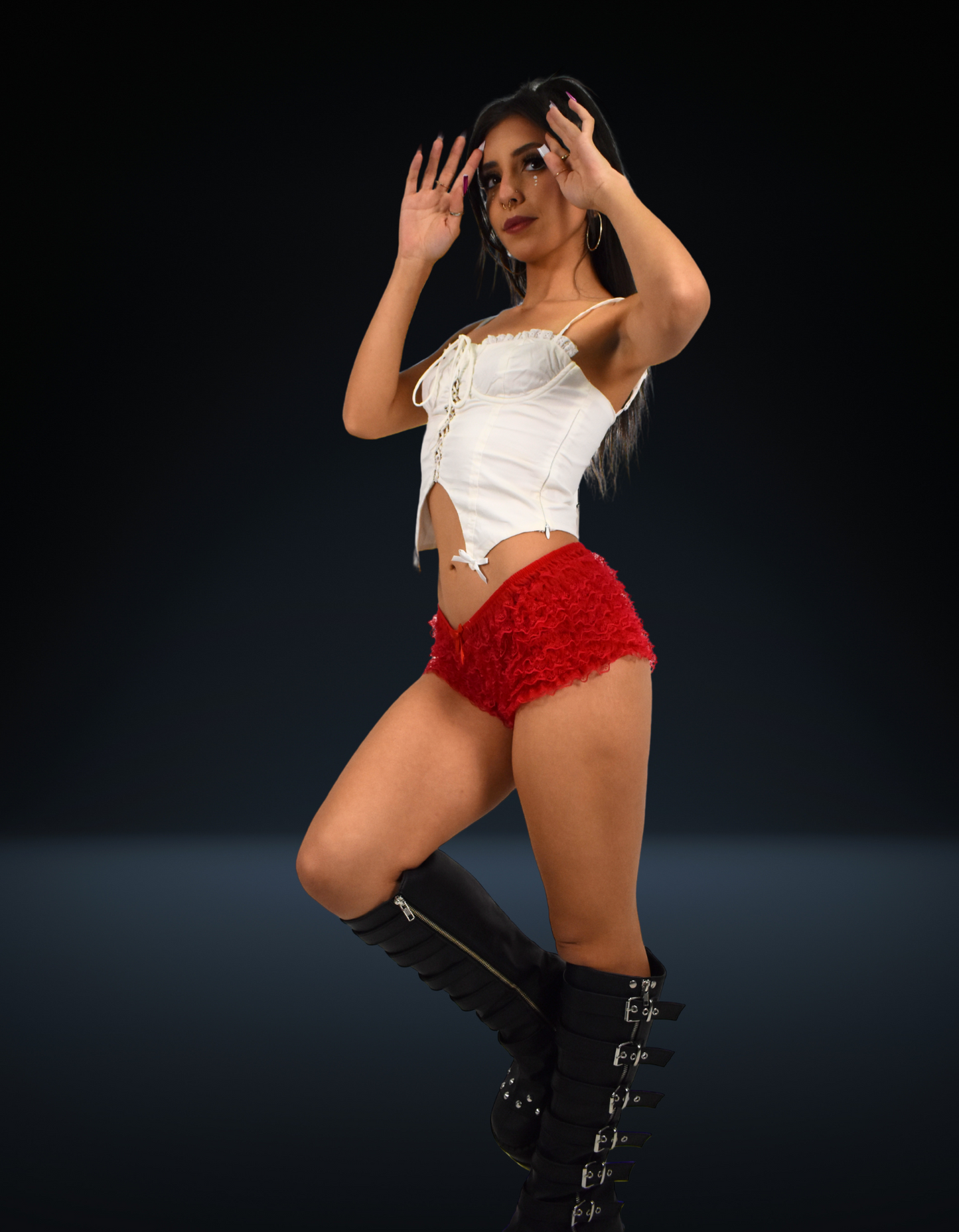 Ruffle Lace Red Shorts