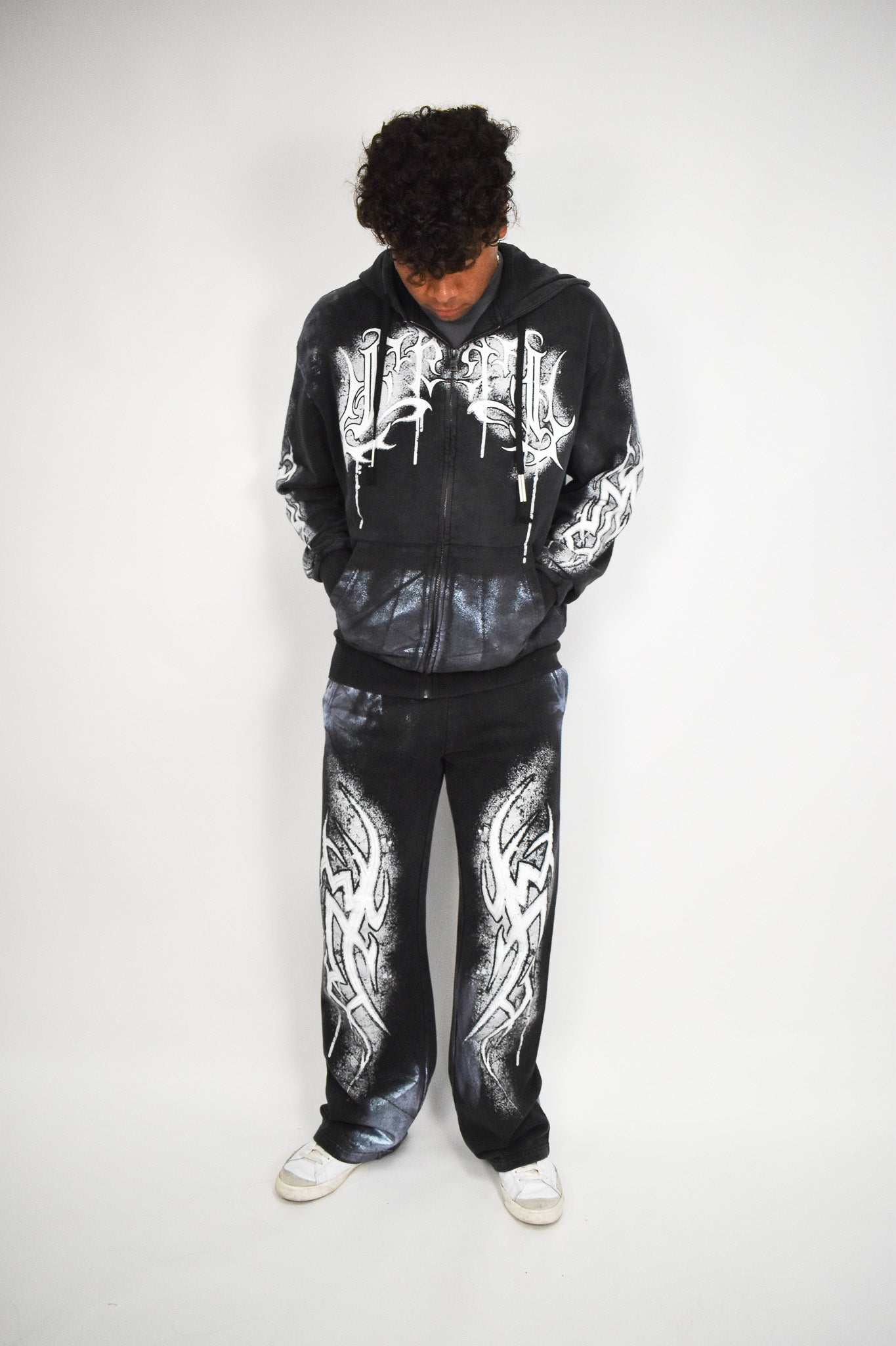 Y2K White Flame Jogger Pants