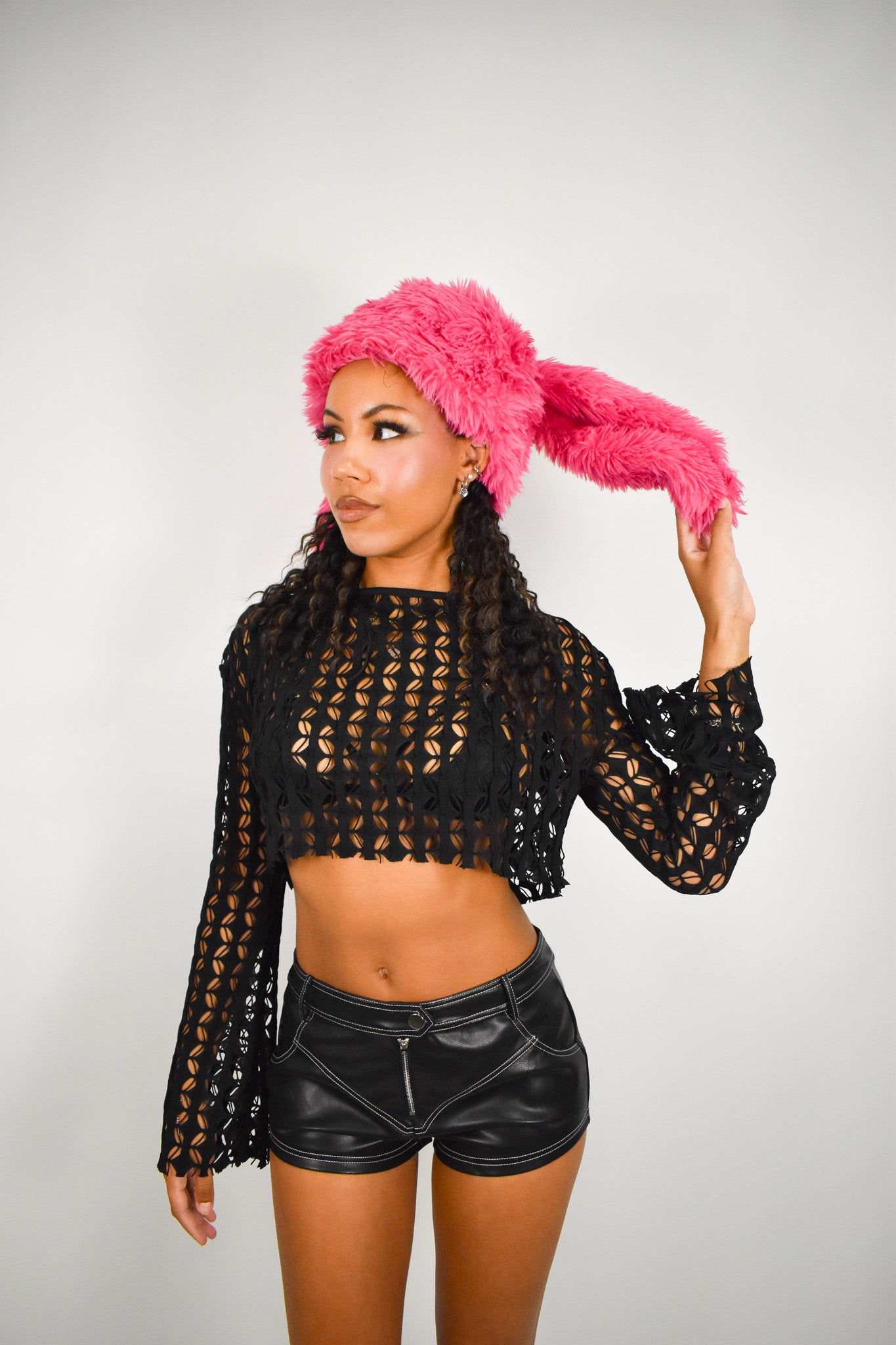 Fuzzy Bunny Hat Pink