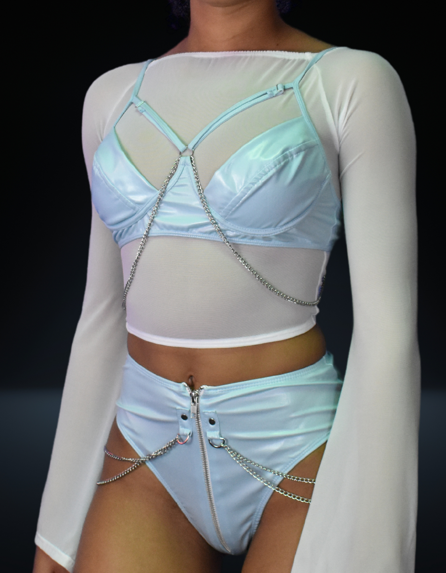 Mesh gypsy sleeve top