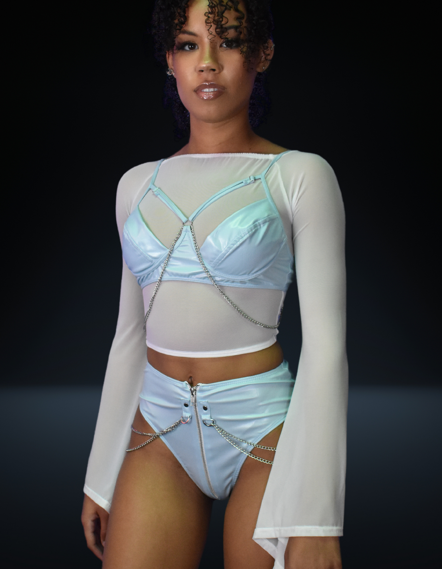 Mesh gypsy sleeve top