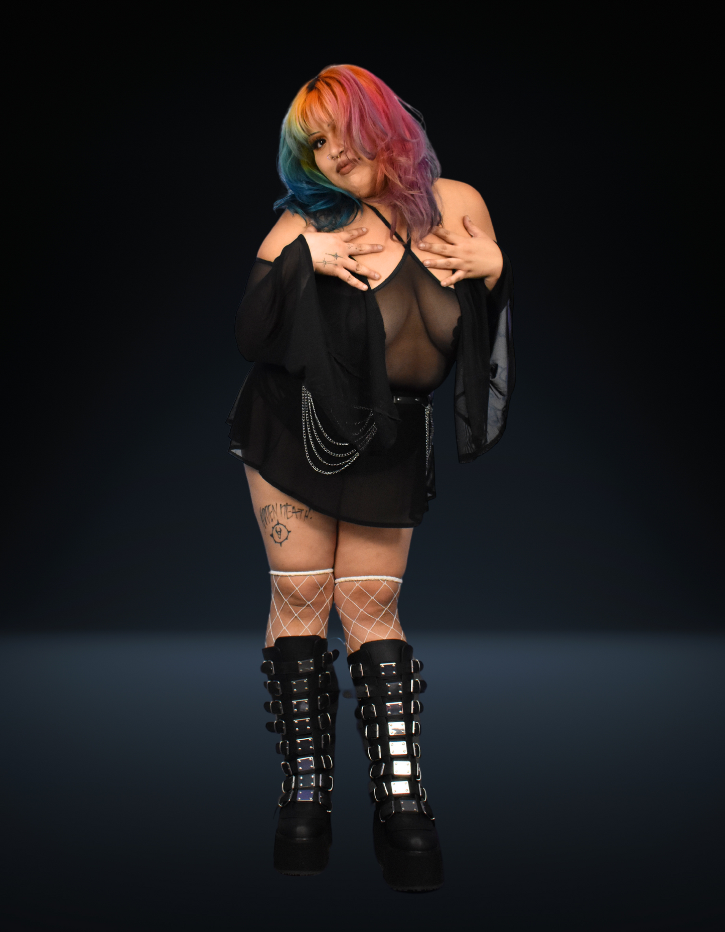 Dark Mesh Bell Bodysuit