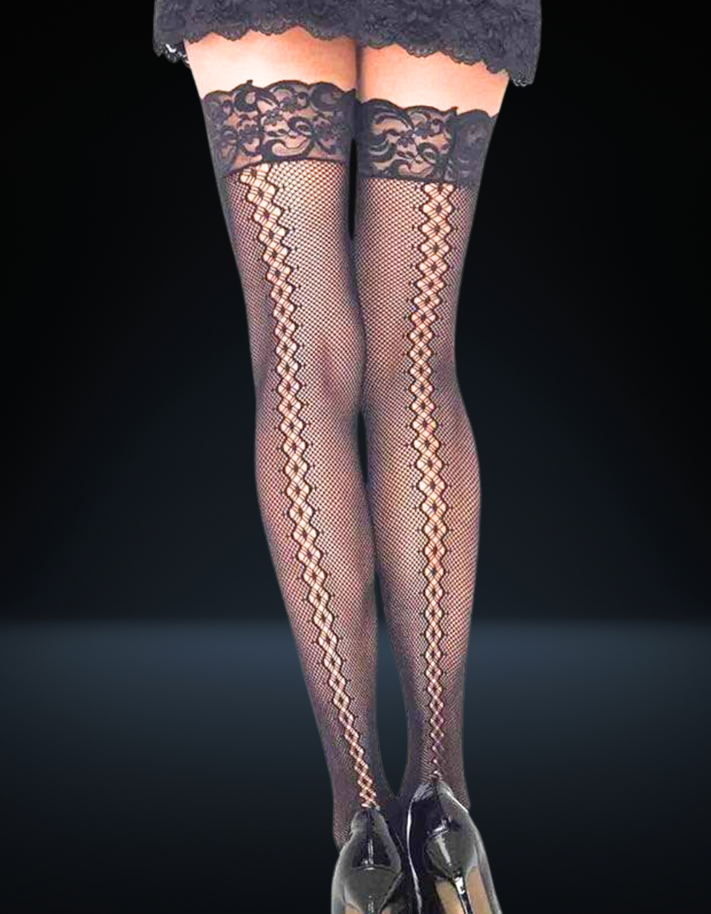 Diamond Twist Thigh High Stockings