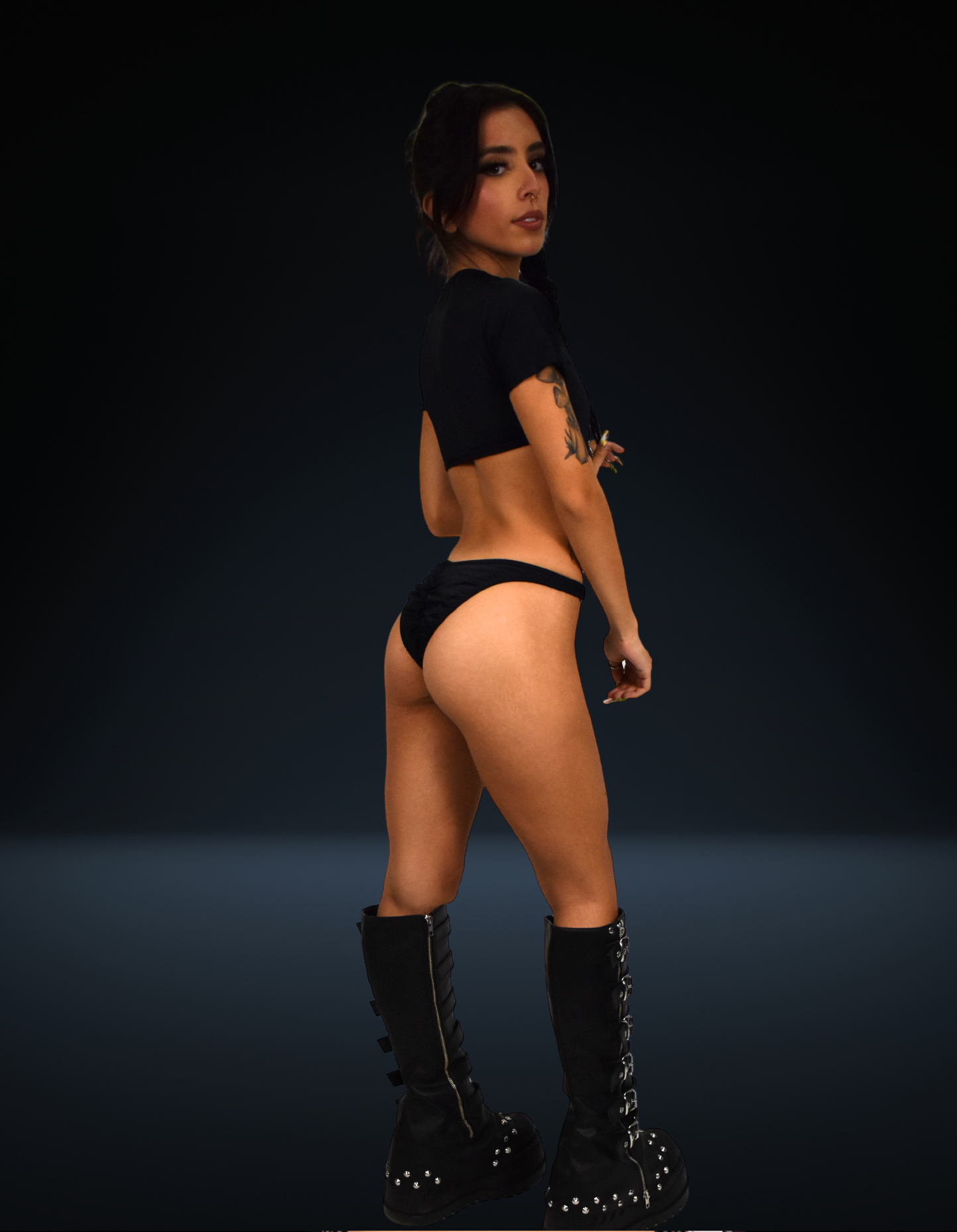 Black Crop Top Bodysuit