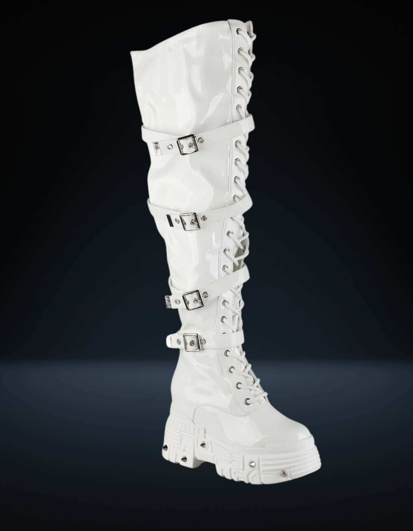 Qualcan White Platform Boot