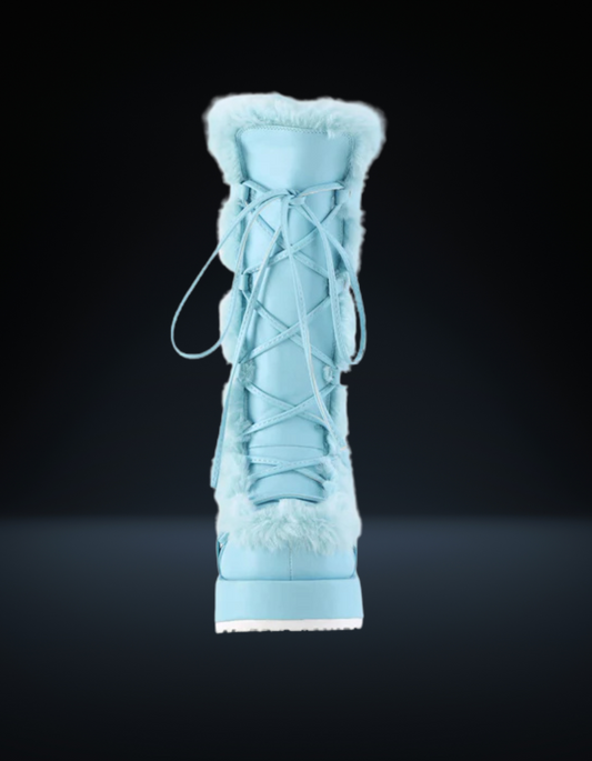 Demonia Blue Fur Boot