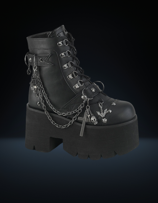 Demonia Ashes Chain Black Boot