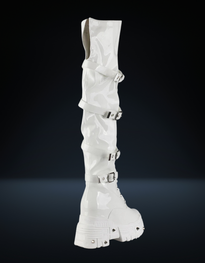 Qualcan White Platform Boot