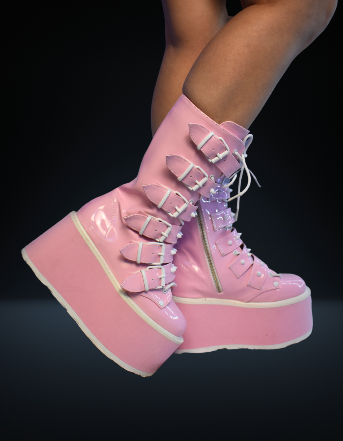 Demonia Pink Holographic Damned Platform