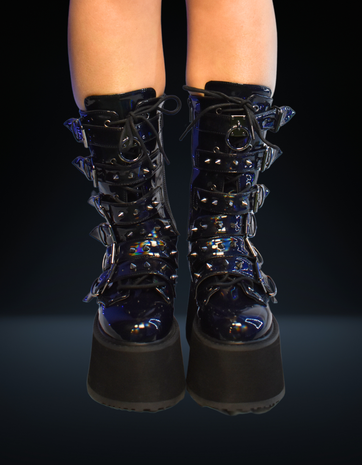 Demonia Black Holographic Damned Platforms