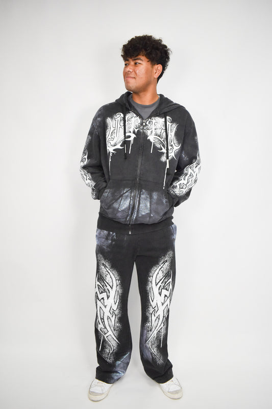 Y2K White Flame Jogger Pants