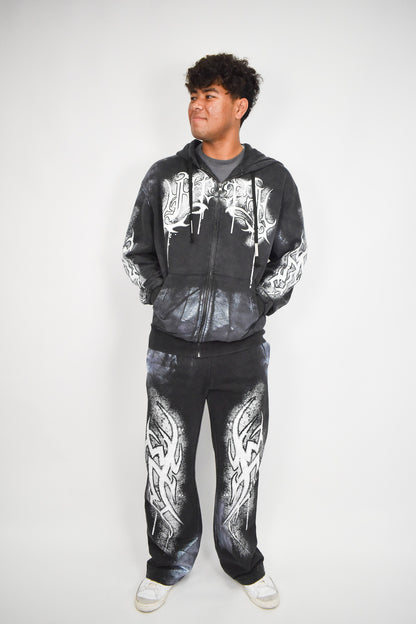 Y2K White Flame Zip Up Hoodie