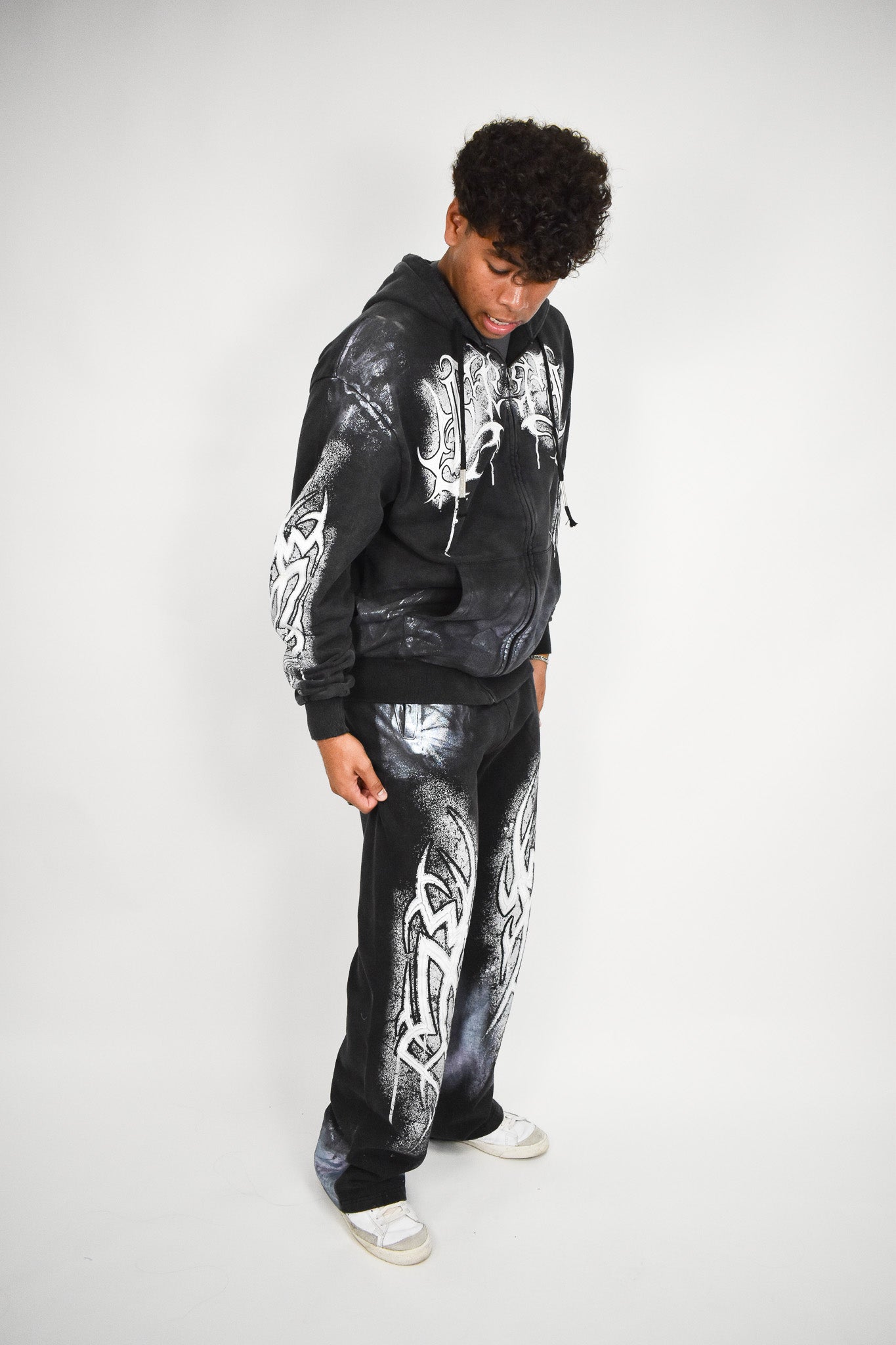 Y2K White Flame Jogger Pants