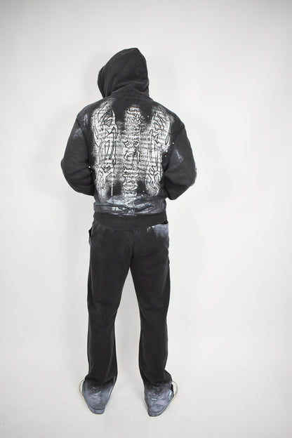 Y2K White Flame Zip Up Hoodie