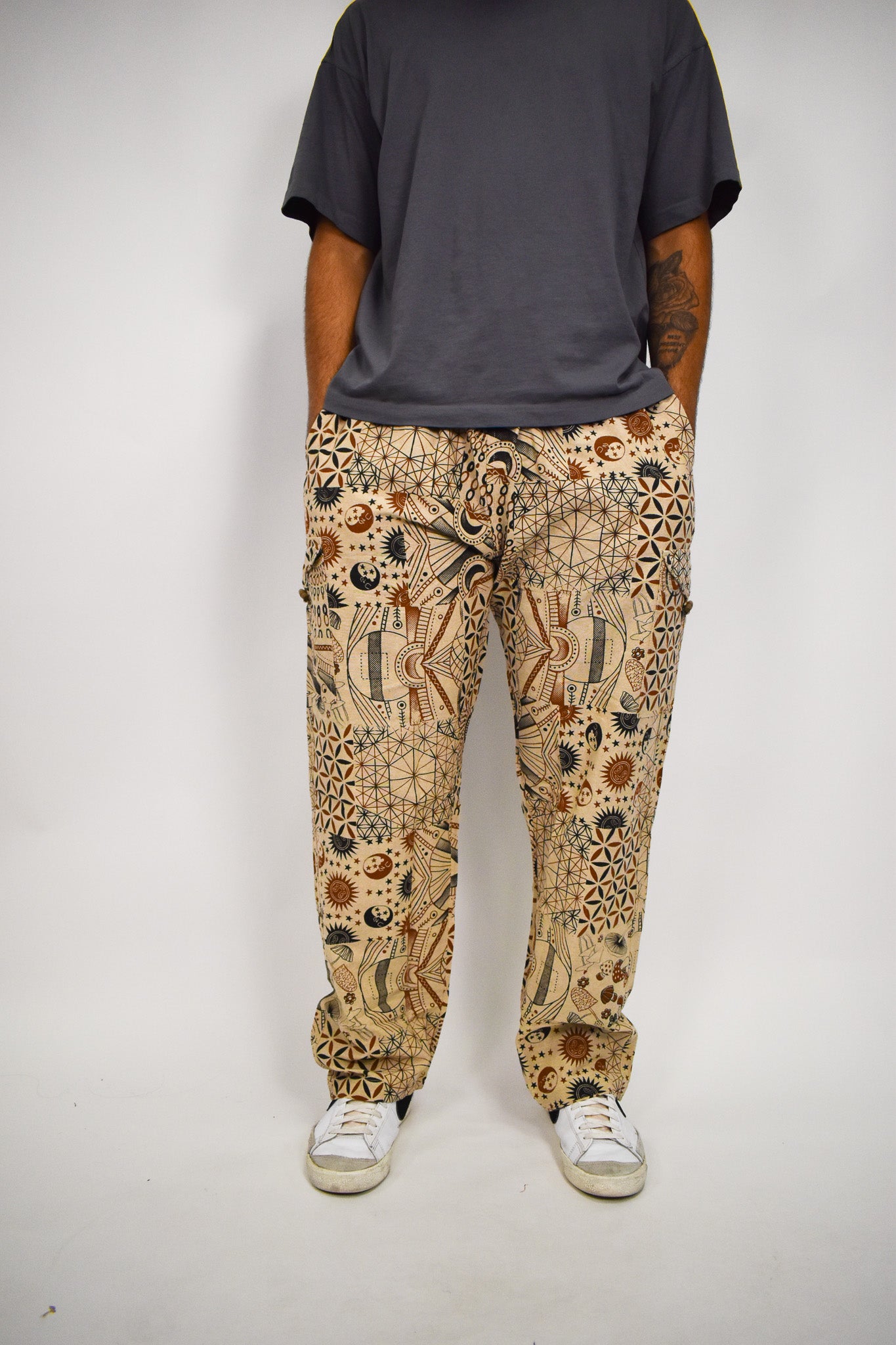 Tan Patchwork Flow Pants