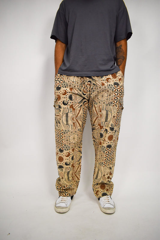 Tan Patchwork Flow Pants