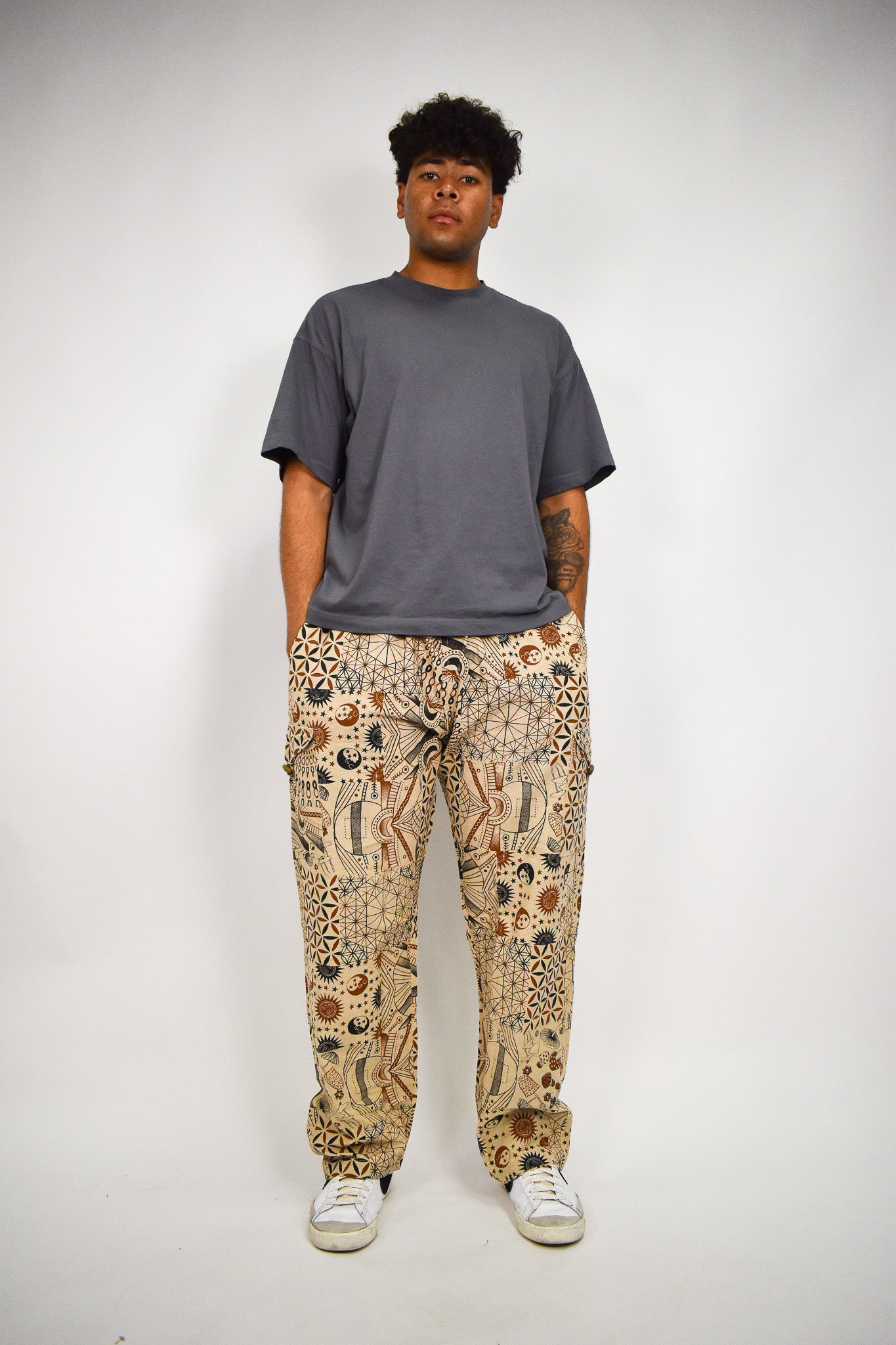 Tan Patchwork Flow Pants