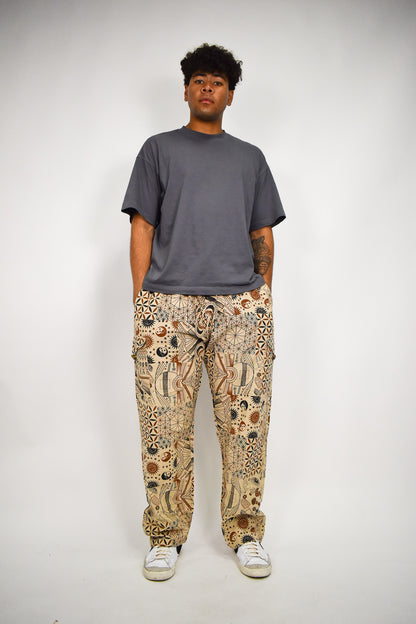 Tan Patchwork Flow Pants