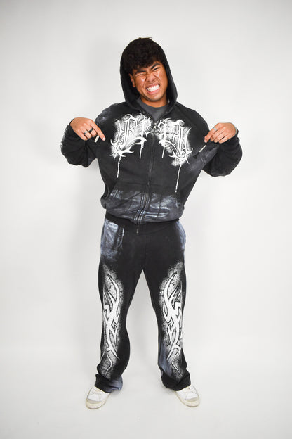 Y2K White Flame Zip Up Hoodie