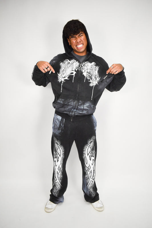 Y2K White Flame Zip Up Hoodie