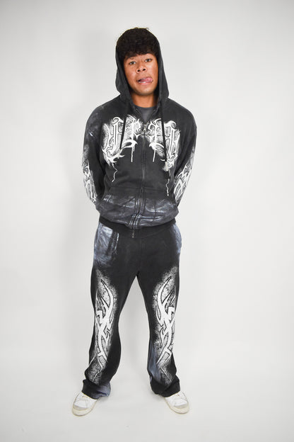 Y2K White Flame Zip Up Hoodie