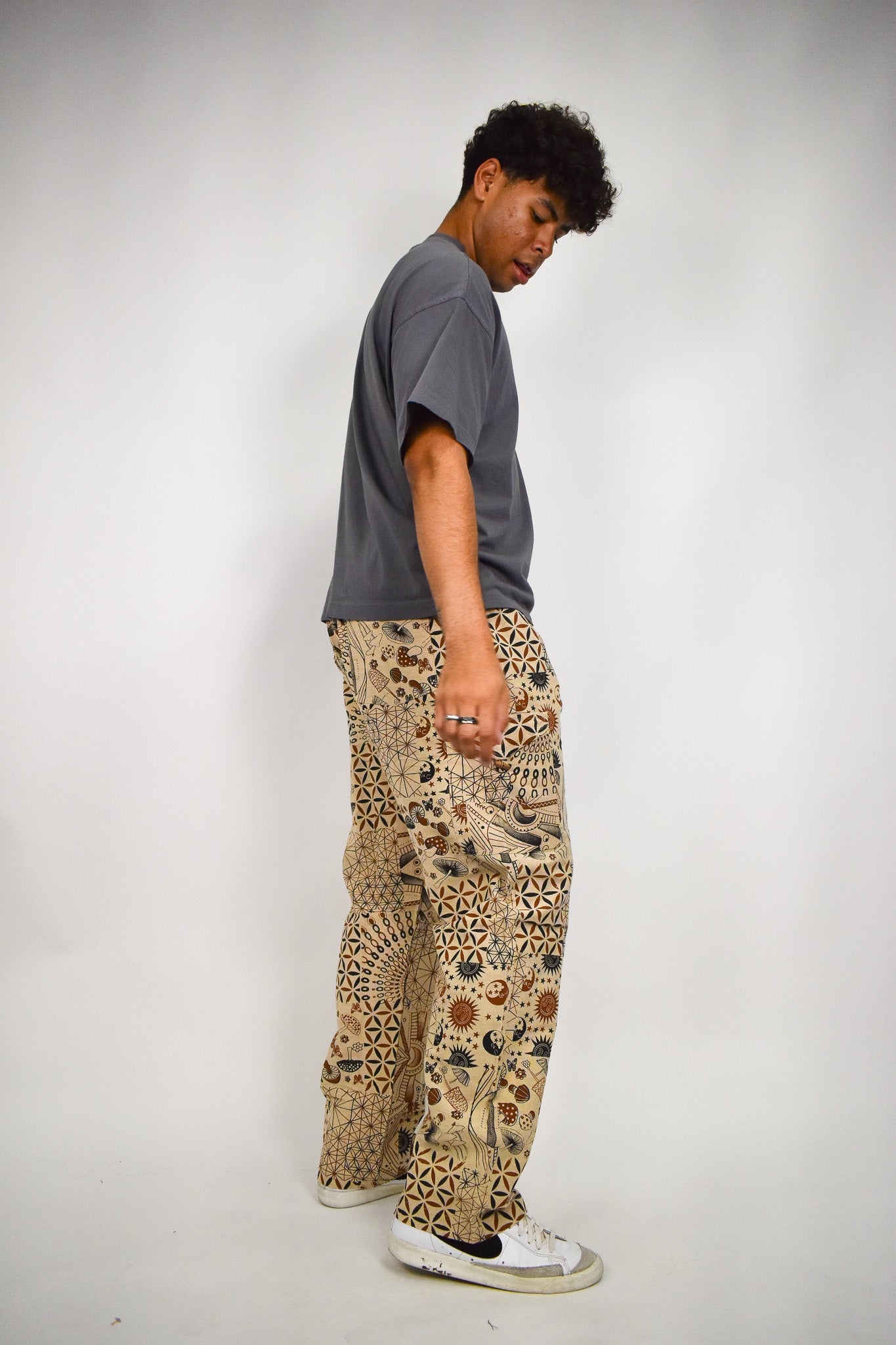 Tan Patchwork Flow Pants