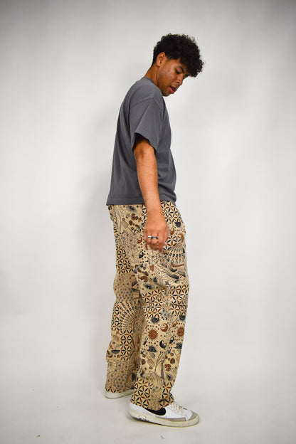 Tan Patchwork Flow Pants