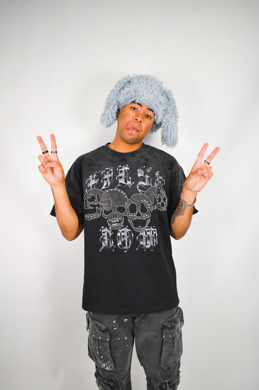 Fuzzy Bunny Hat Gray/Blue