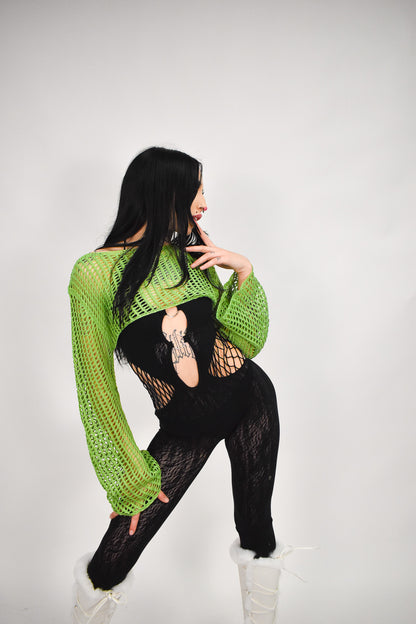 Green Crochet Shrug