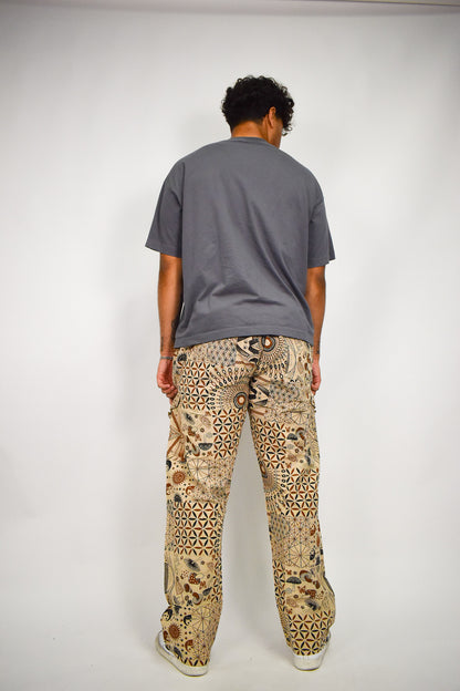 Tan Patchwork Flow Pants