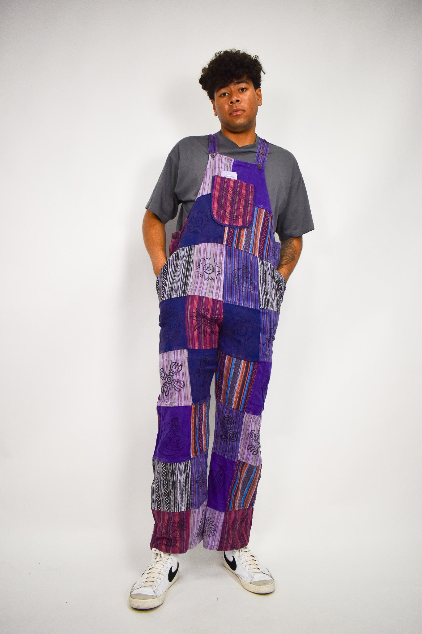 Purple Print Flow Overalls