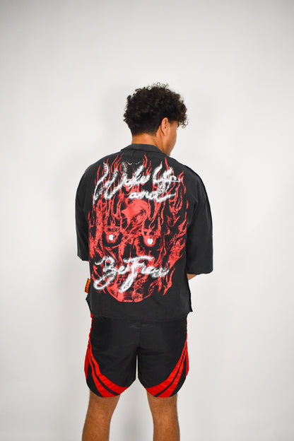Wake Up Red Crop Shirt
