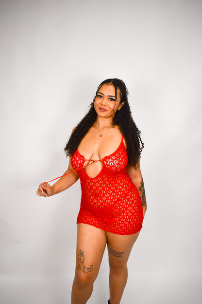 Lace Princess Red Mini Dress