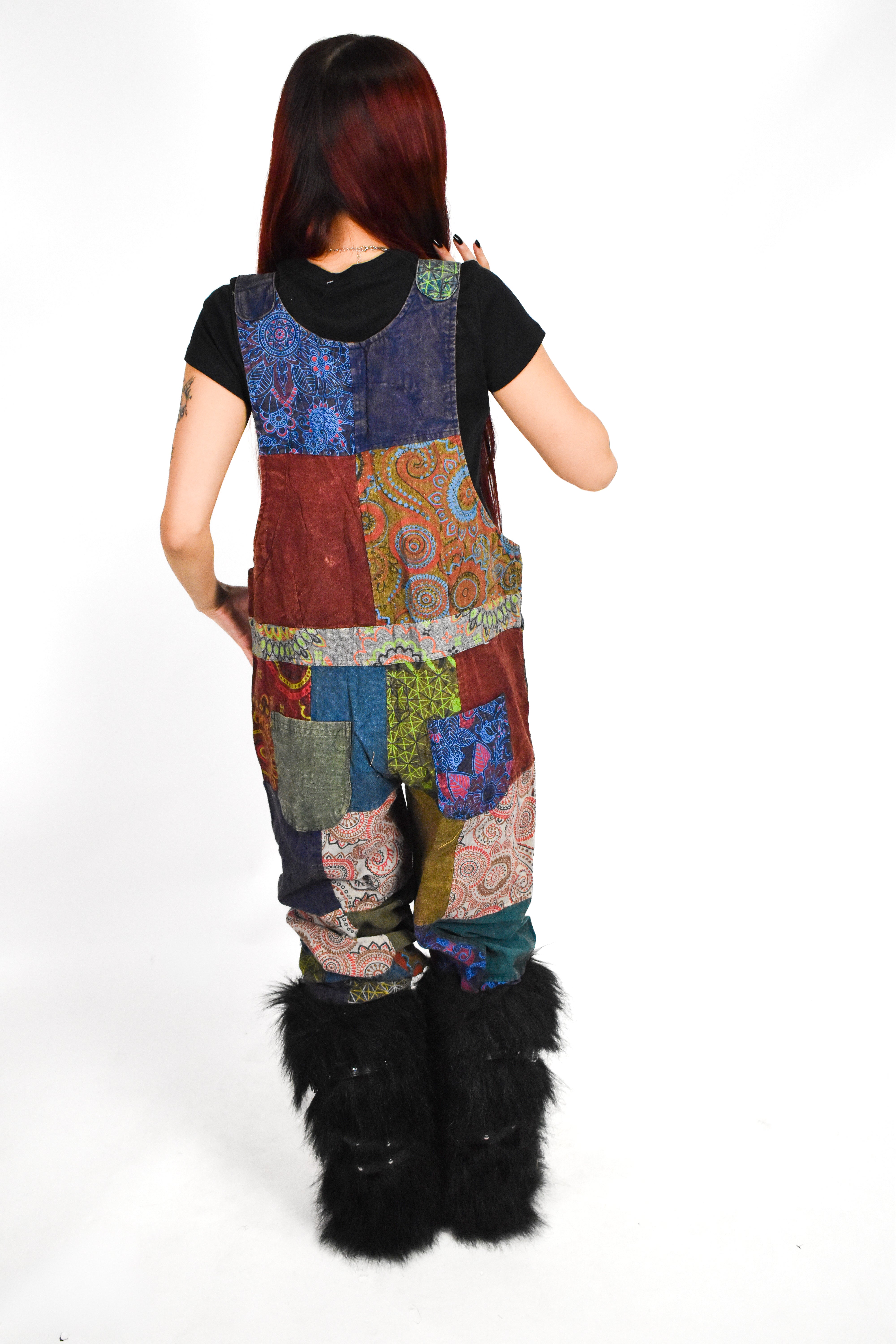 Intricate Design Patchwork Overalls – Rave Camp