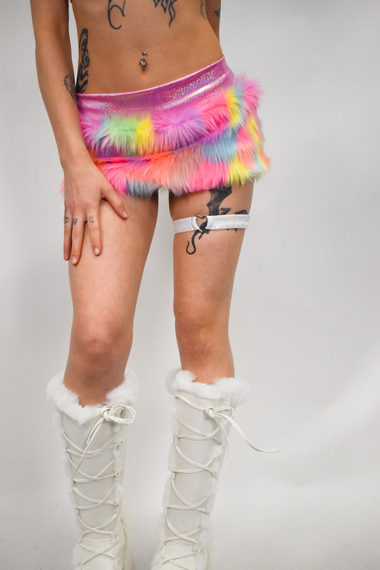 White Rainbow Heart Garter