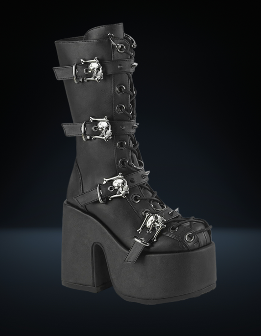 Demonia Skull Buckle Platform