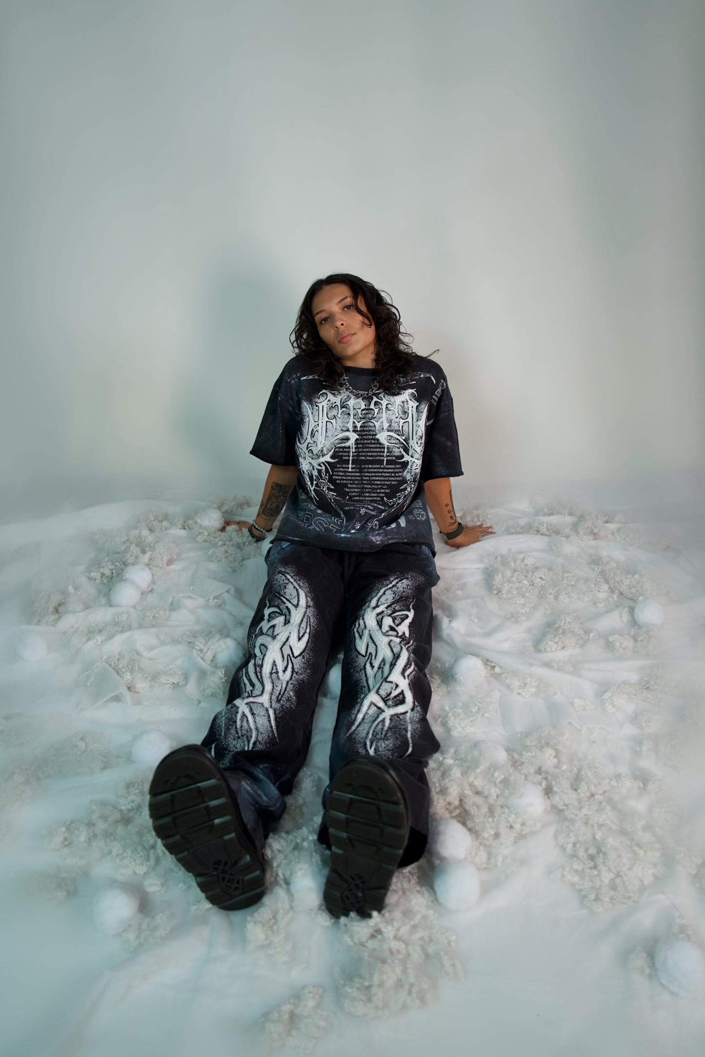 Y2K White Flame Jogger Pants