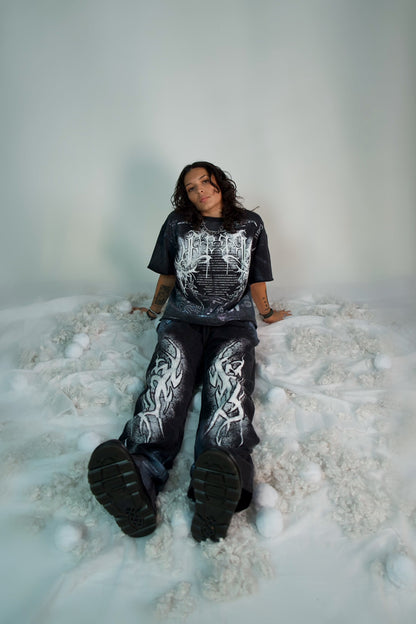 Y2K White Flame Jogger Pants