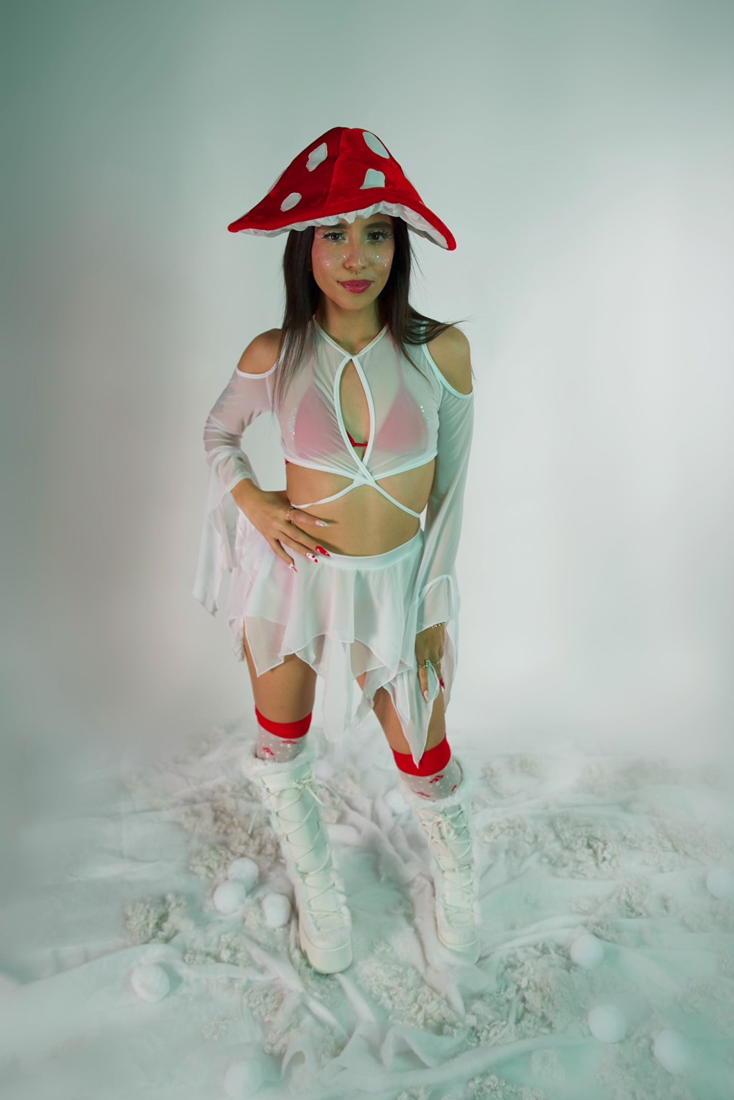 White Haze Mesh Flow Skirt