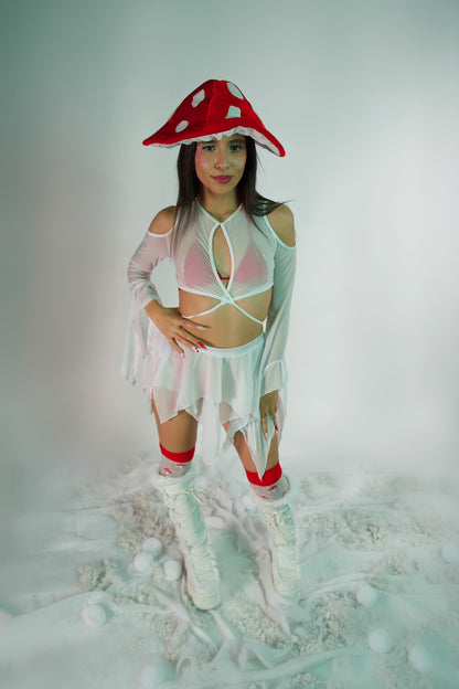 White Haze Mesh Flow Skirt