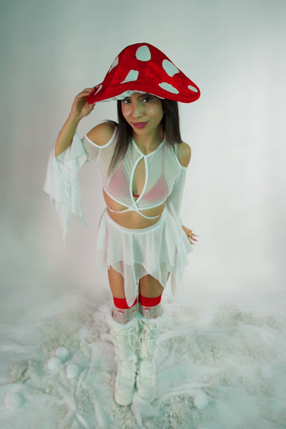 White Haze Mesh Flow Skirt