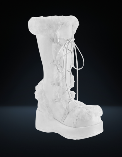 Demonia White Fur Boot